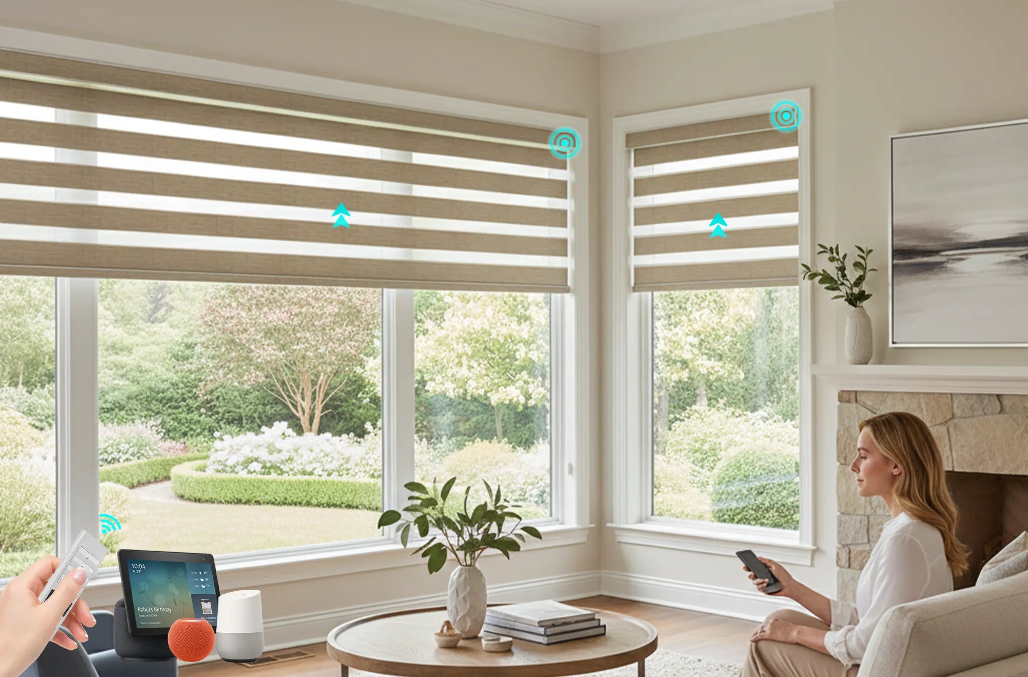 Custom Motorized Zebra Shades | Smart Automatic Blinds | Kurlax