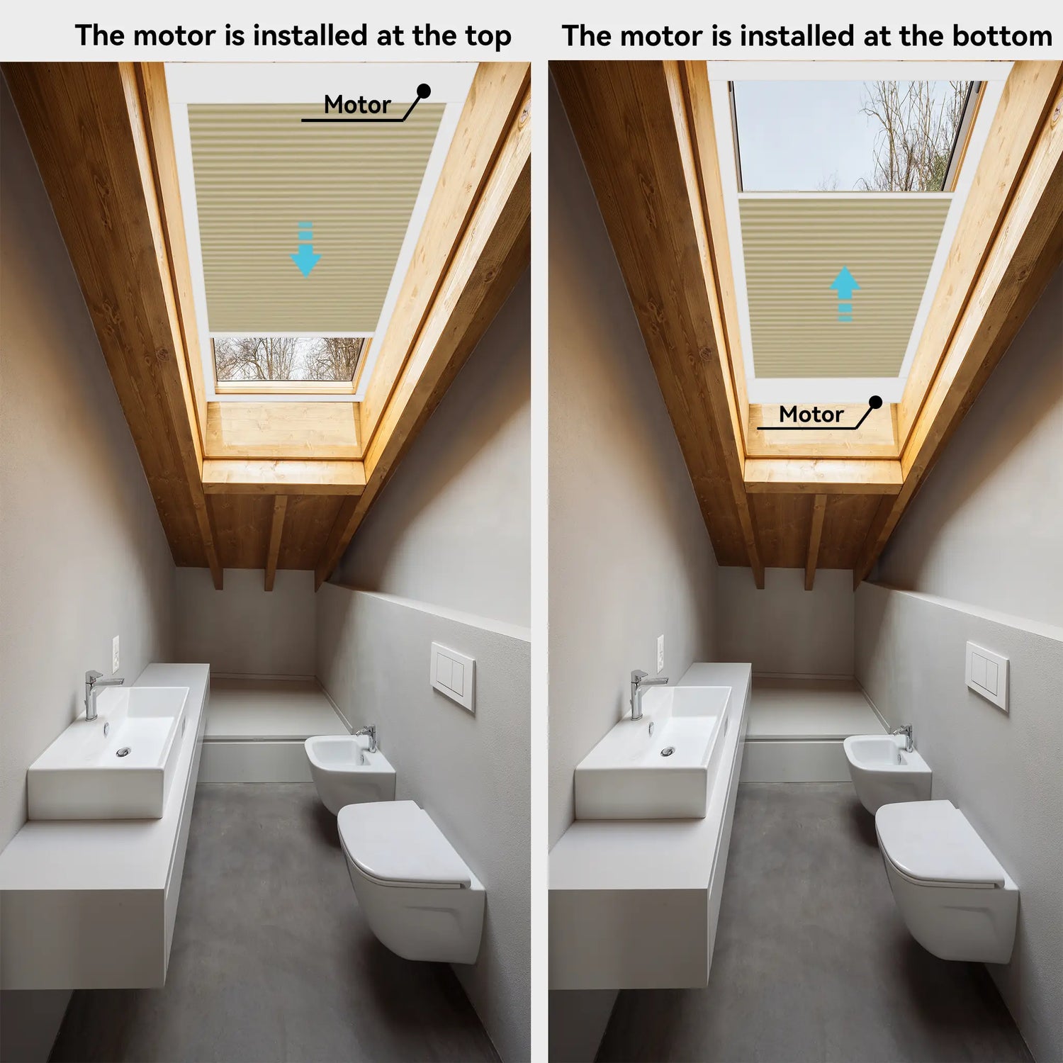 Skylight Motorized Blinds for Sloped Skylights