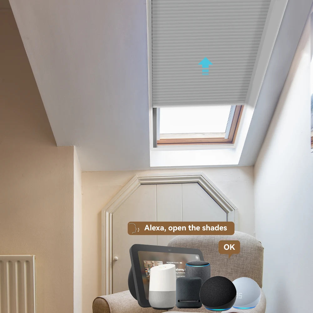 Motorized Shades for Skylight Windows with Smart Control