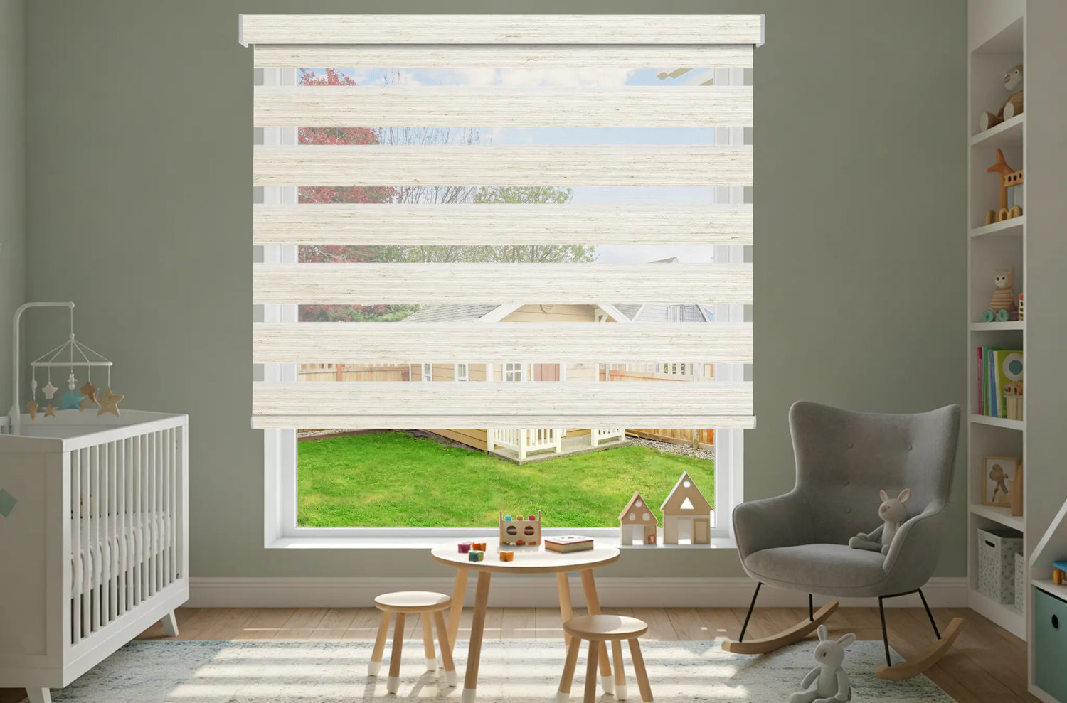 Kurlax Motorized Zebra Shades Outside Mount