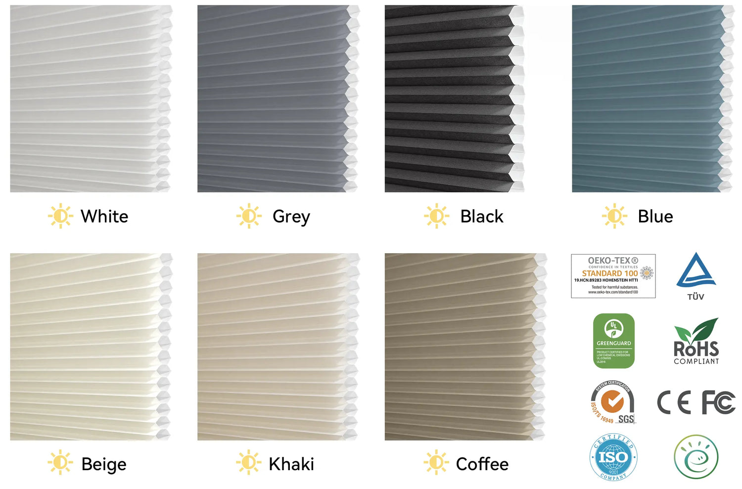Light filtering honeycomb skylight shade fabric in seven color options