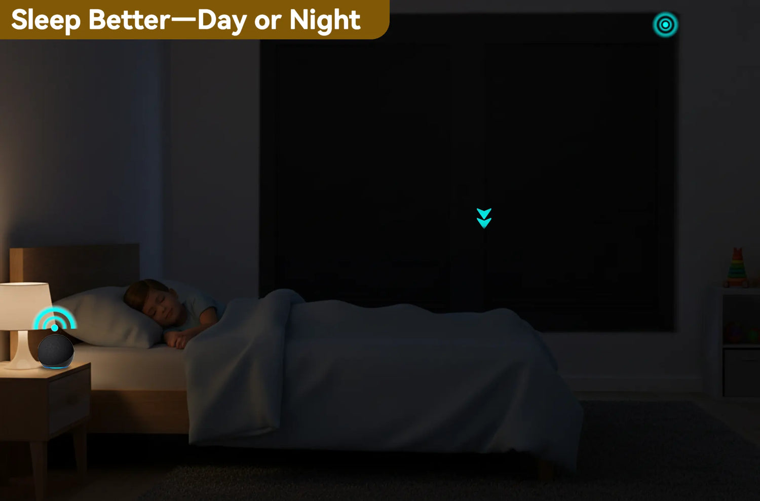 Keep your bedroom completely dark anytime. Our motorized blackout window shades block all outside light for deeper, uninterrupted sleep.