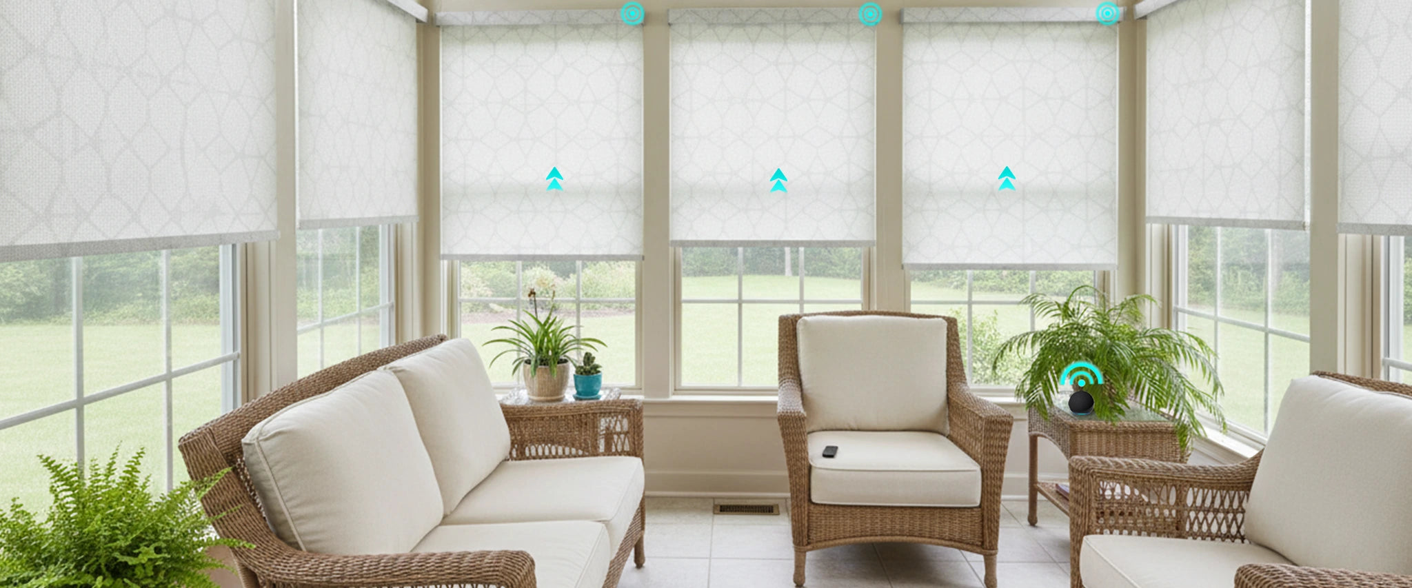 Motorized Roller Shades for Sunroom