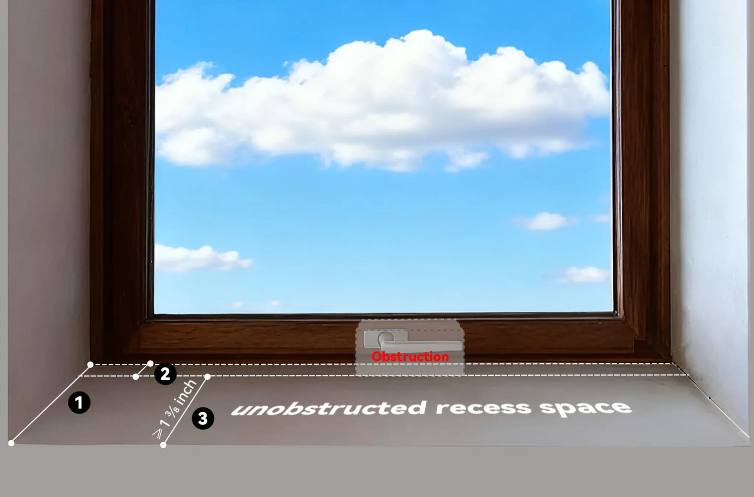 measure skylight unobstructed recess space