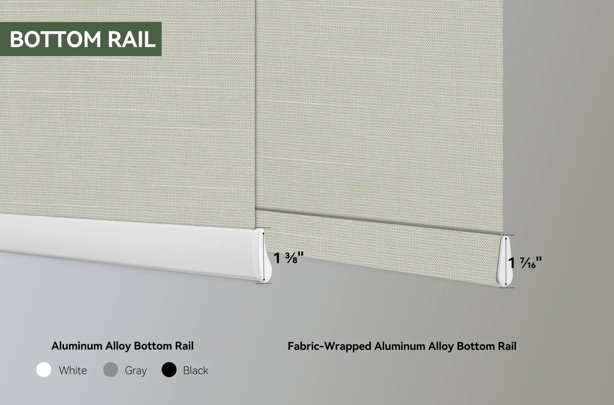Roller Blinds with Next-Gen Nano-Composite Fabric  Bottom Raill