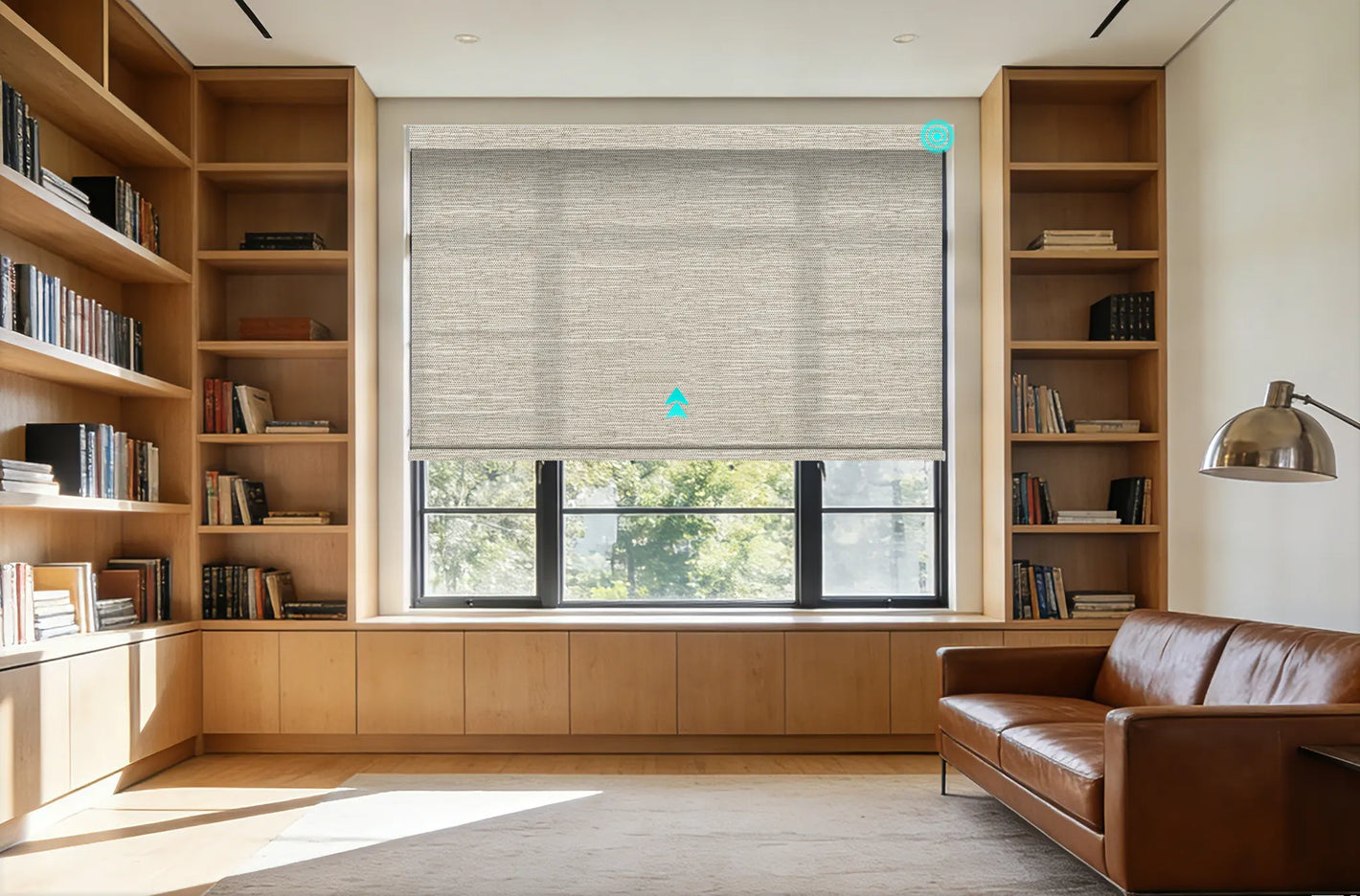 Smart roller shades in home study office