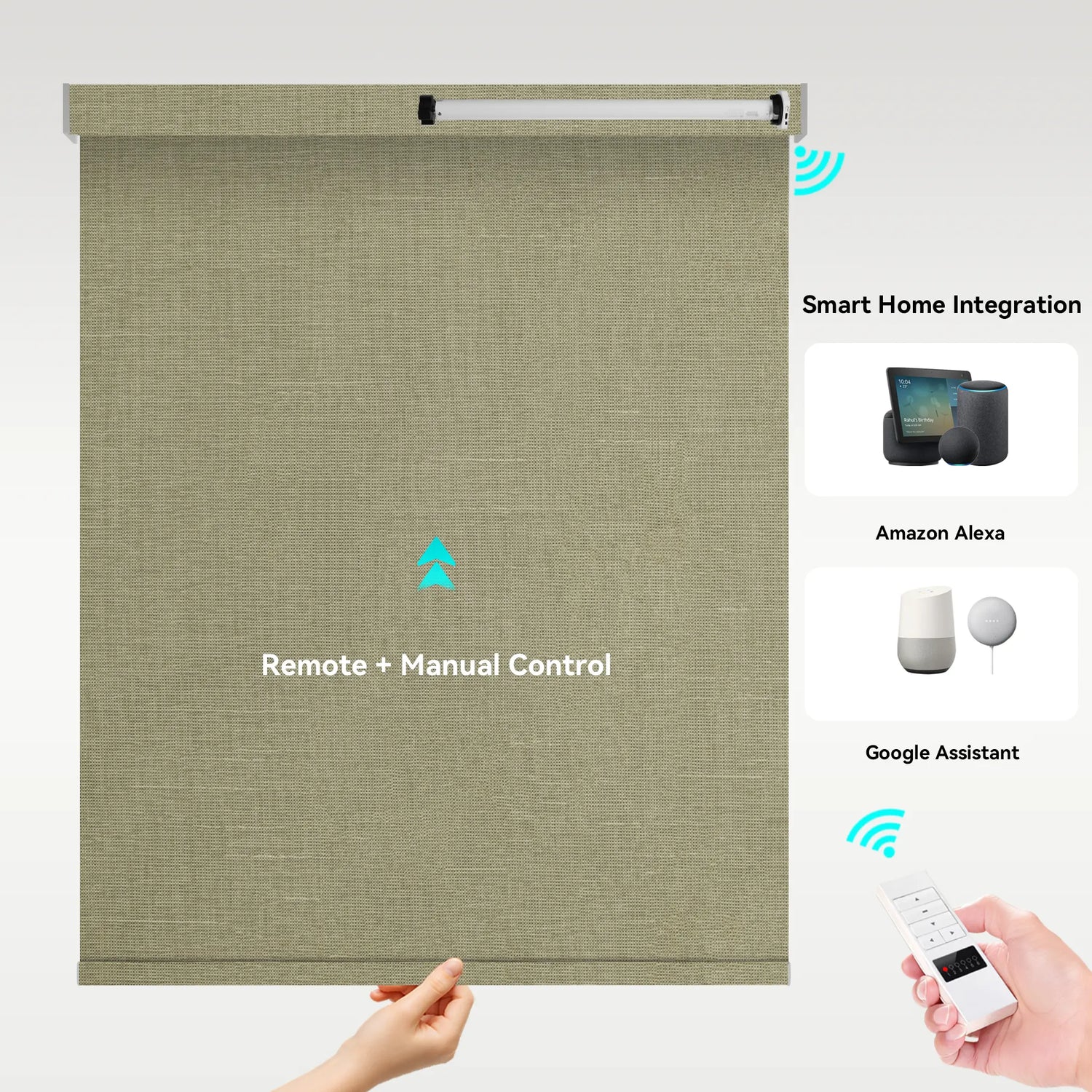 Motorized roller shades with tubular motor inside aluminum roller tube