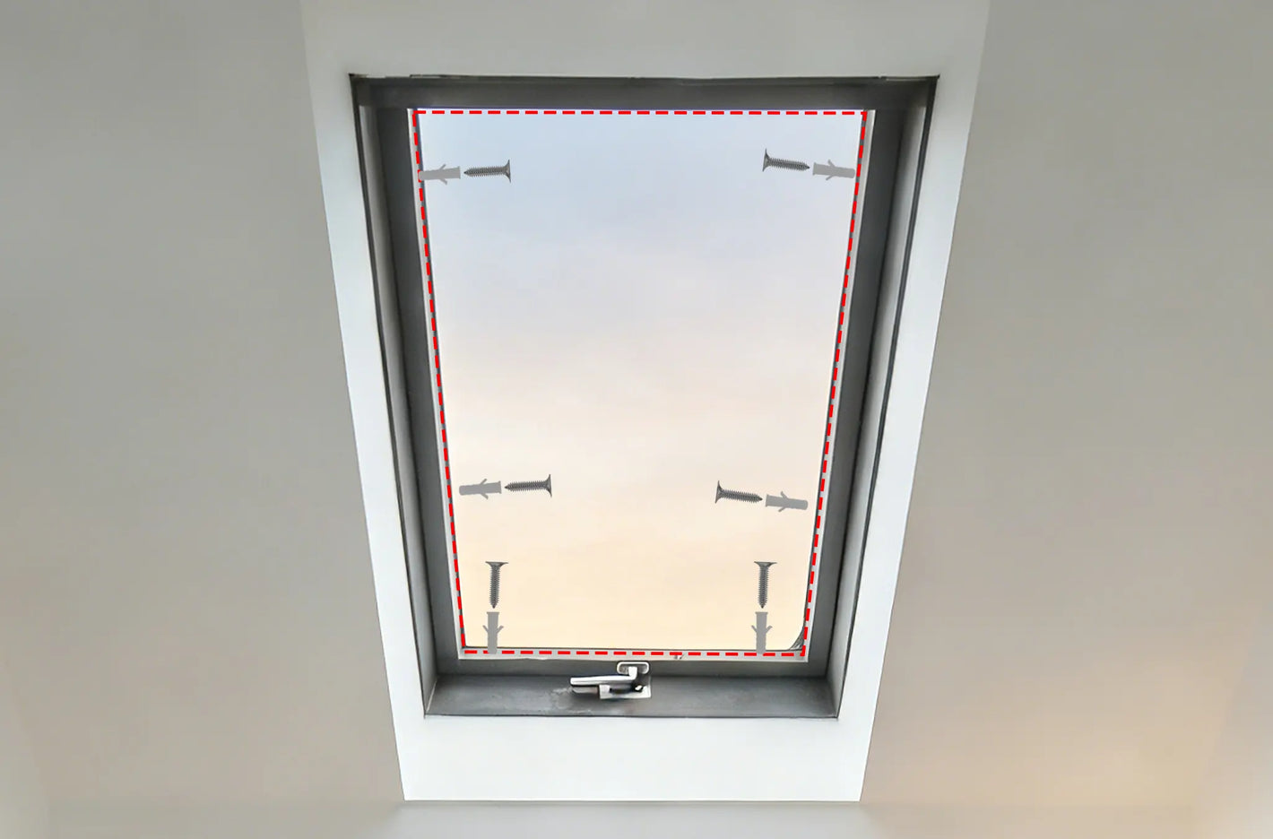 Motorized skylight shade installed on window sash with clean integrated look