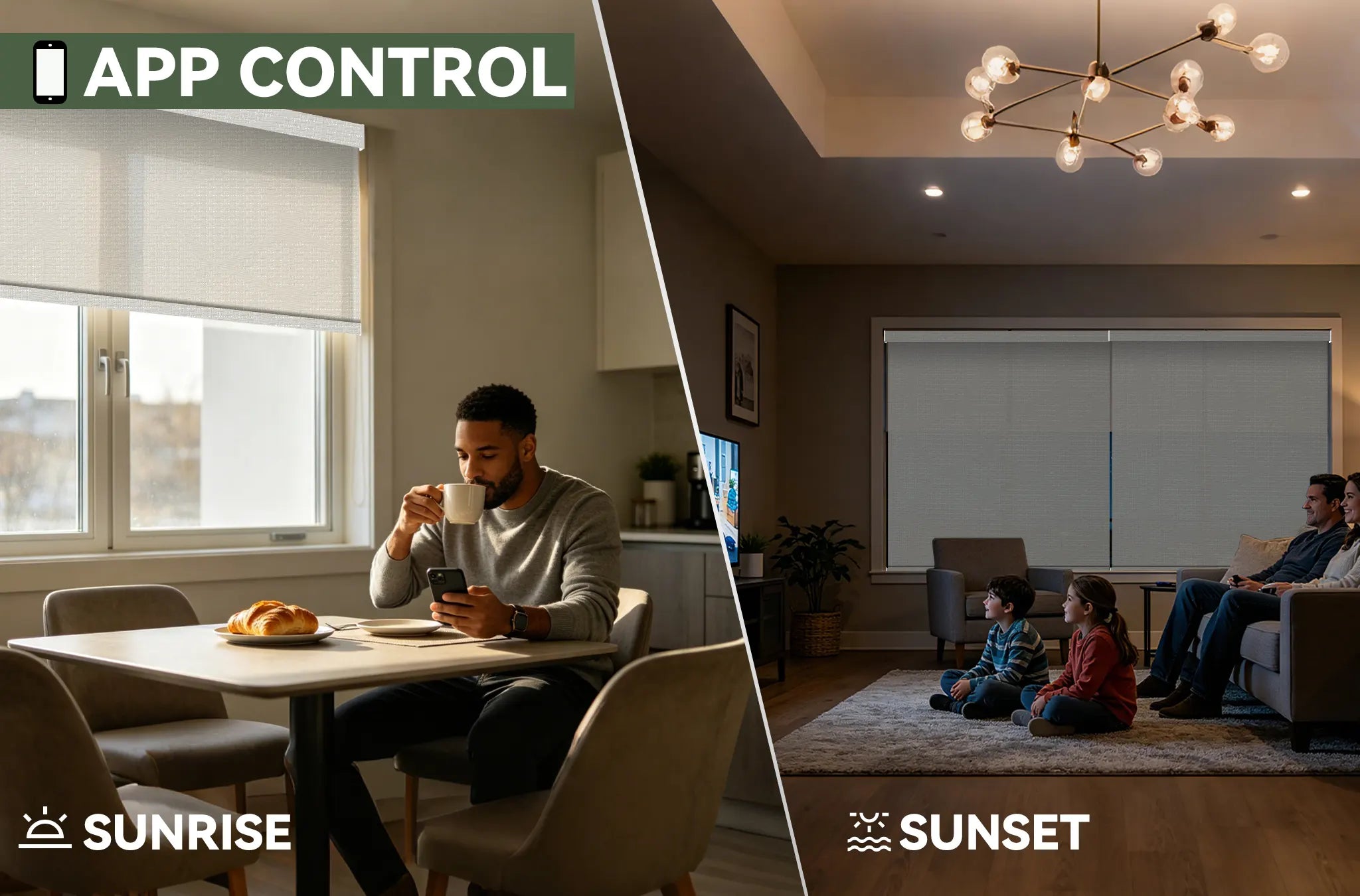 App Control Motorized Solar Shades