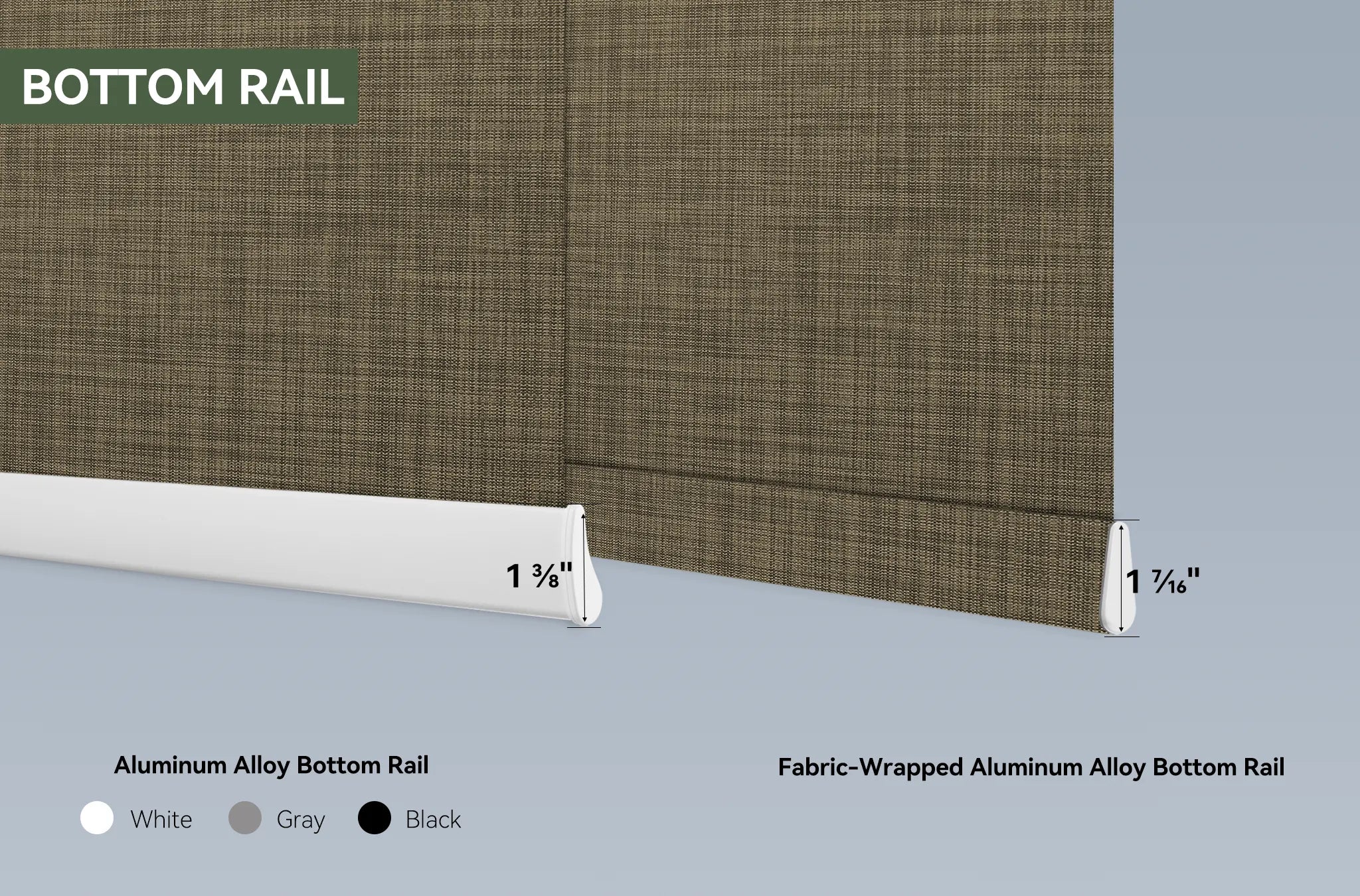 Motorized solar roller shades with aluminum alloy bottom rail