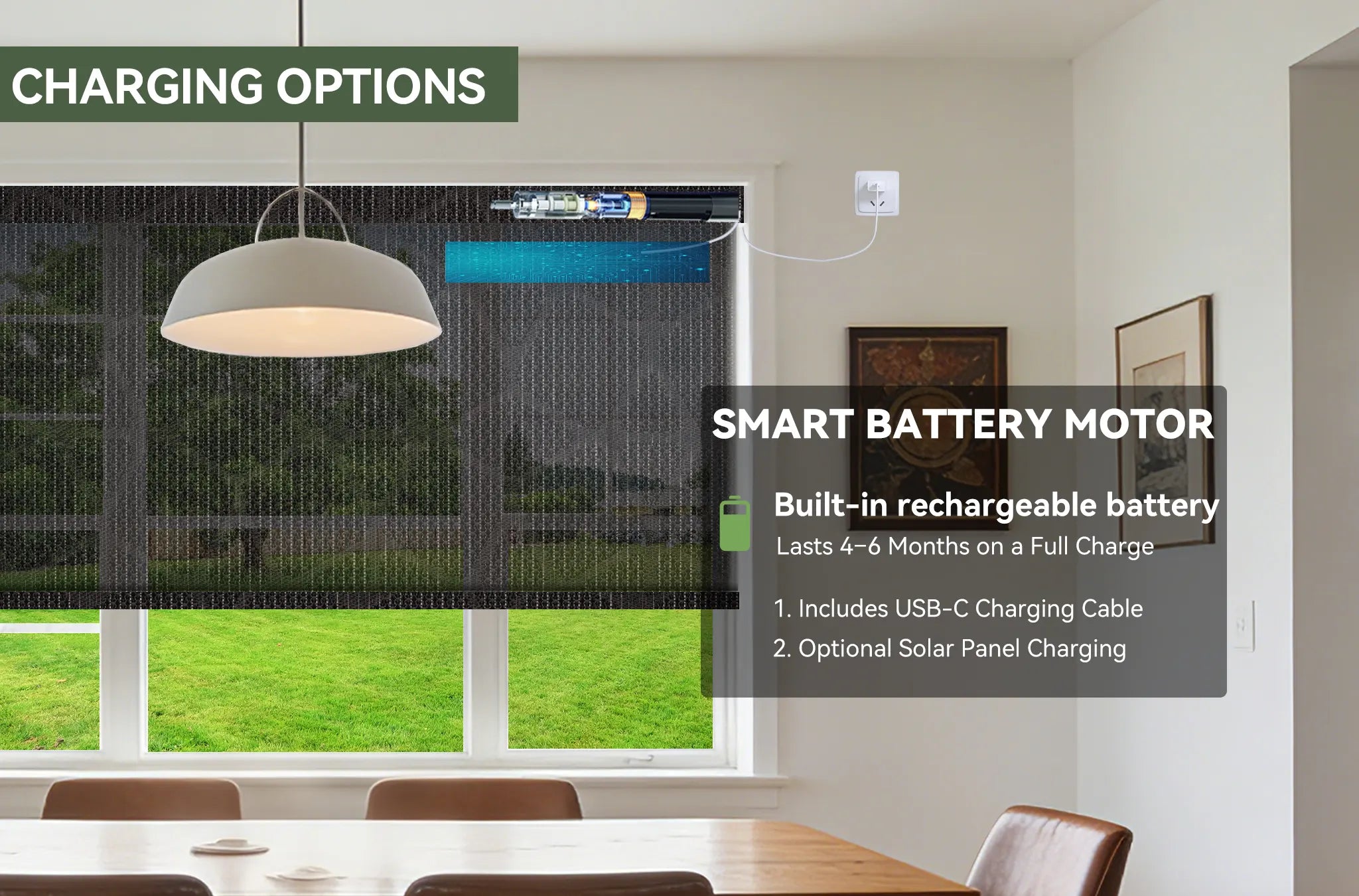 Solar Blinds Charging Options