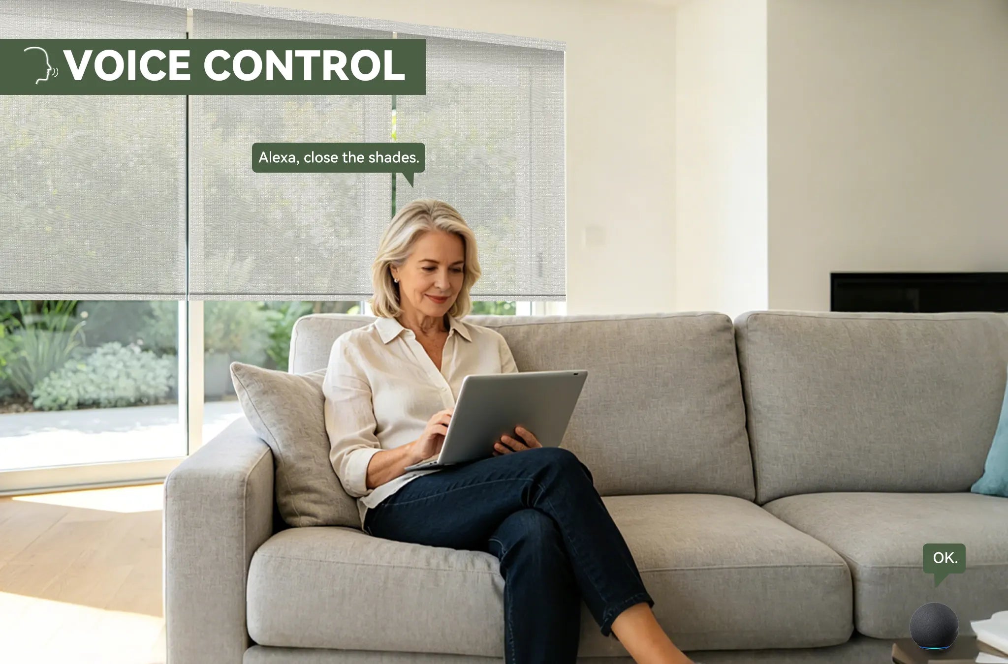 Voice Control Motorized Solar Shades