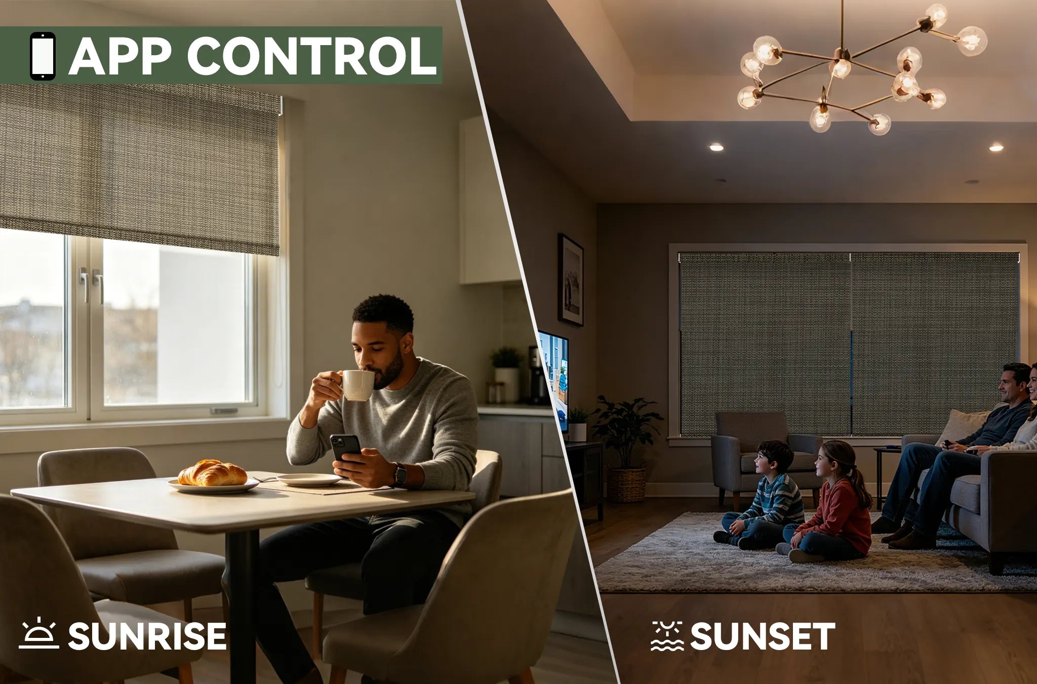 motorized sola roller shades with app control