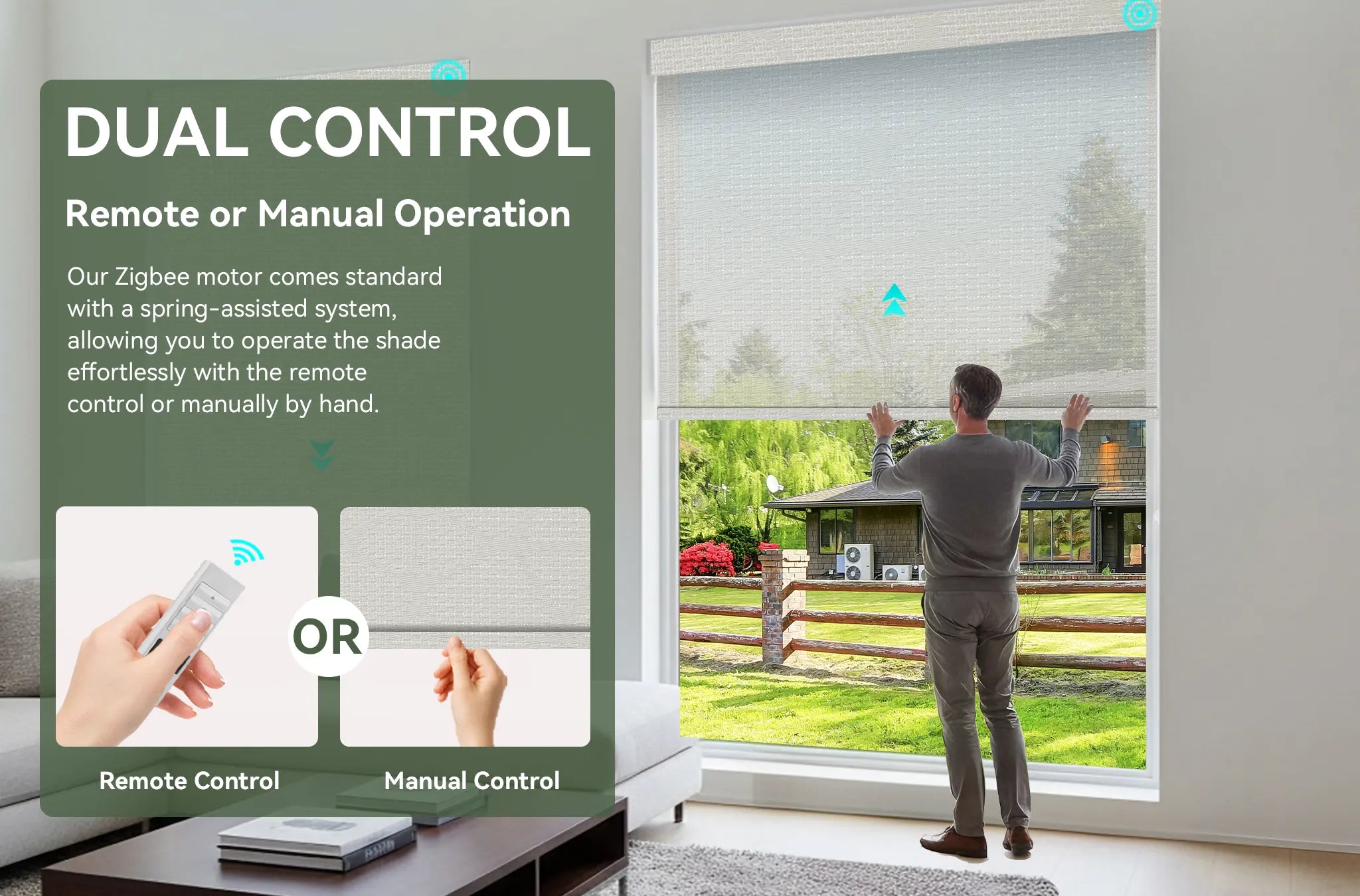 Remote and Manual Control Motorized Solar Shades