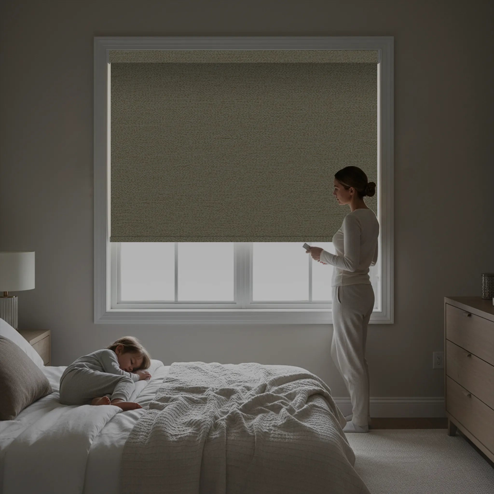 Nursery with blackout shades providing nap-friendly darkness