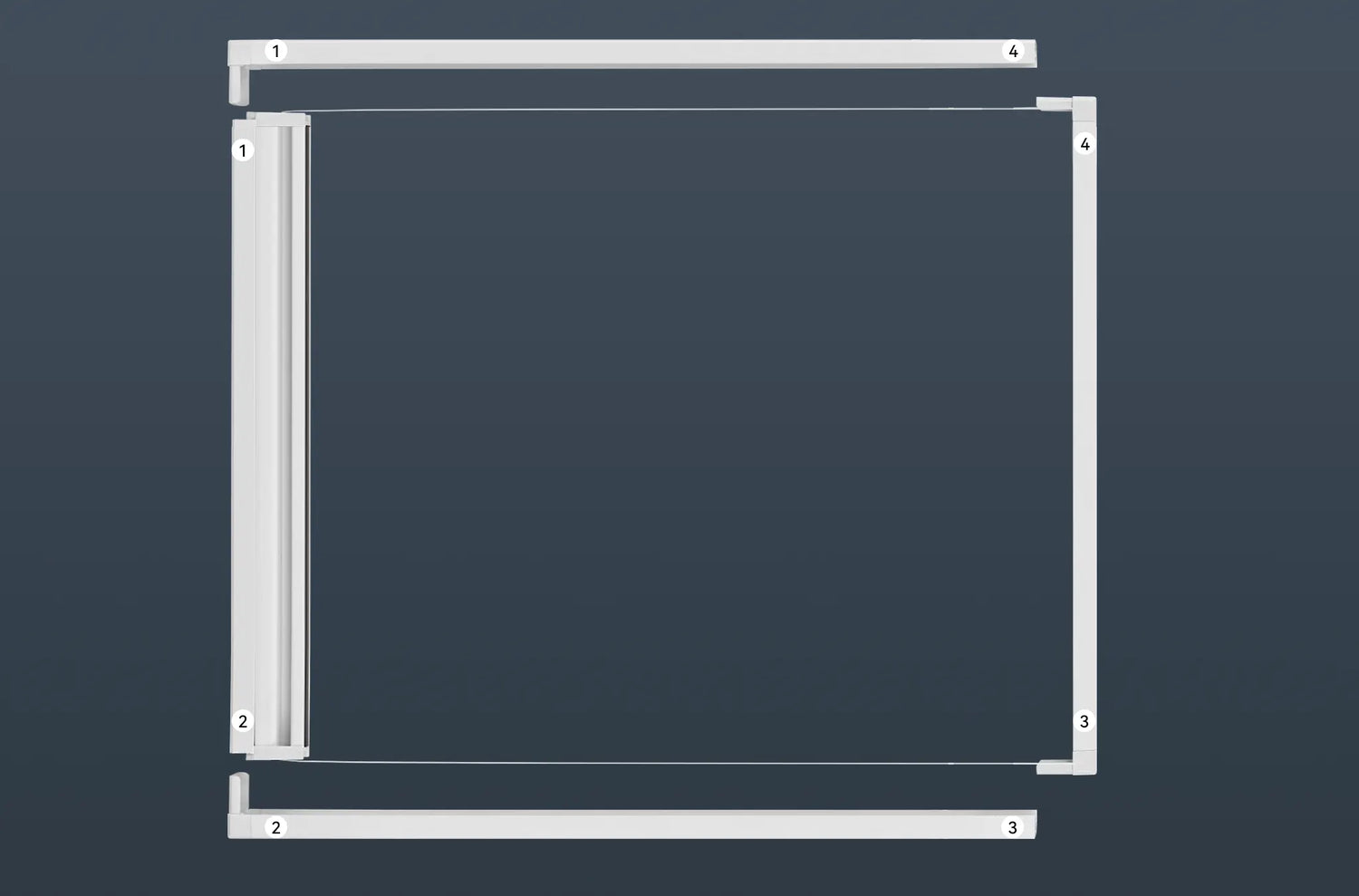 Arranging the Sleep-Guard rails on the floor in numerical order with inner channels facing each other.