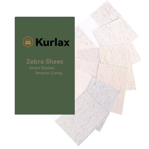 Motorized Light Filtering Zebra Shades Fabric Samples - 70% Blackout & Linen
